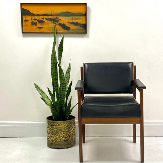 Mid Century Teak and Vinyl Desk Chair