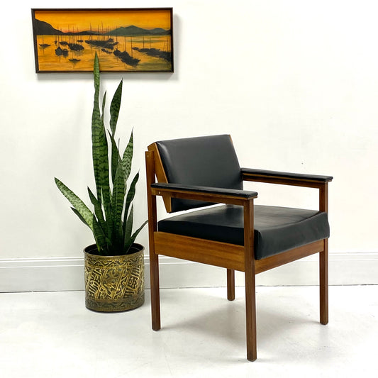 Mid Century Teak and Vinyl Desk Chair