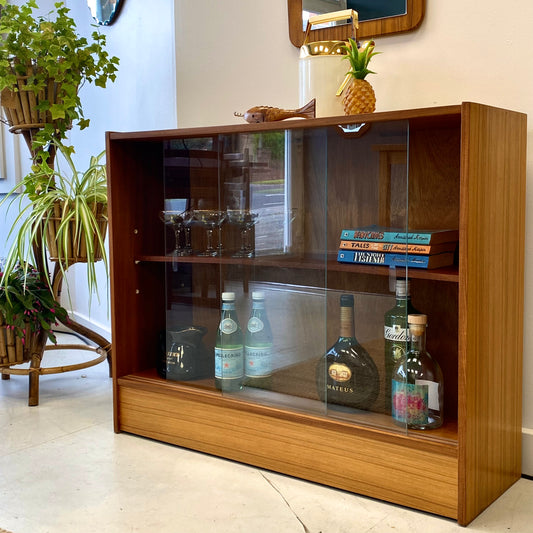 Mid Century Glazed Bookcase Drinks Cabinet