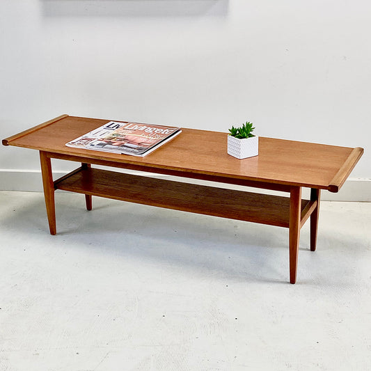 Teak Surfboard Style Mid Century Coffee Table